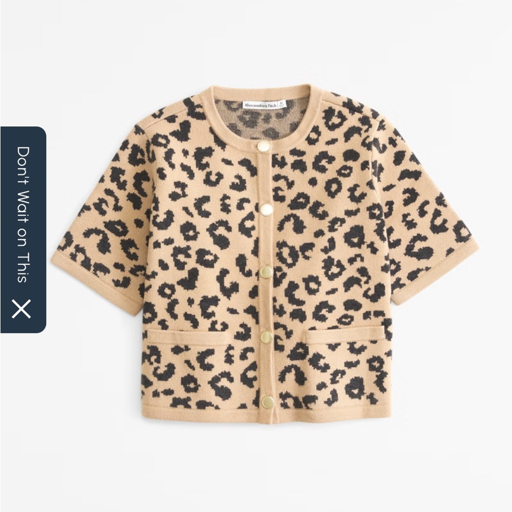 Abercrombie & Fitch Leopard LuxeLoft Short-Sleeve Cardigan